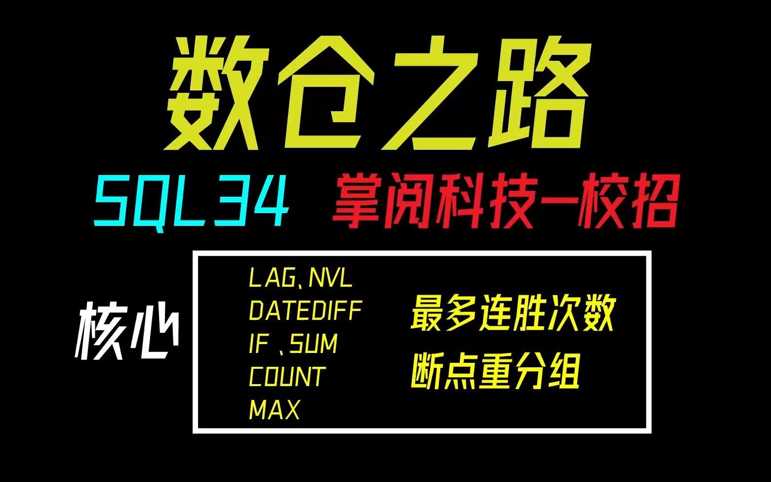 数仓SQL面试题34. 最多连胜次数【掌阅科技秋招、周六30分钟面】【MYSQL\HIVE】哔哩哔哩bilibili