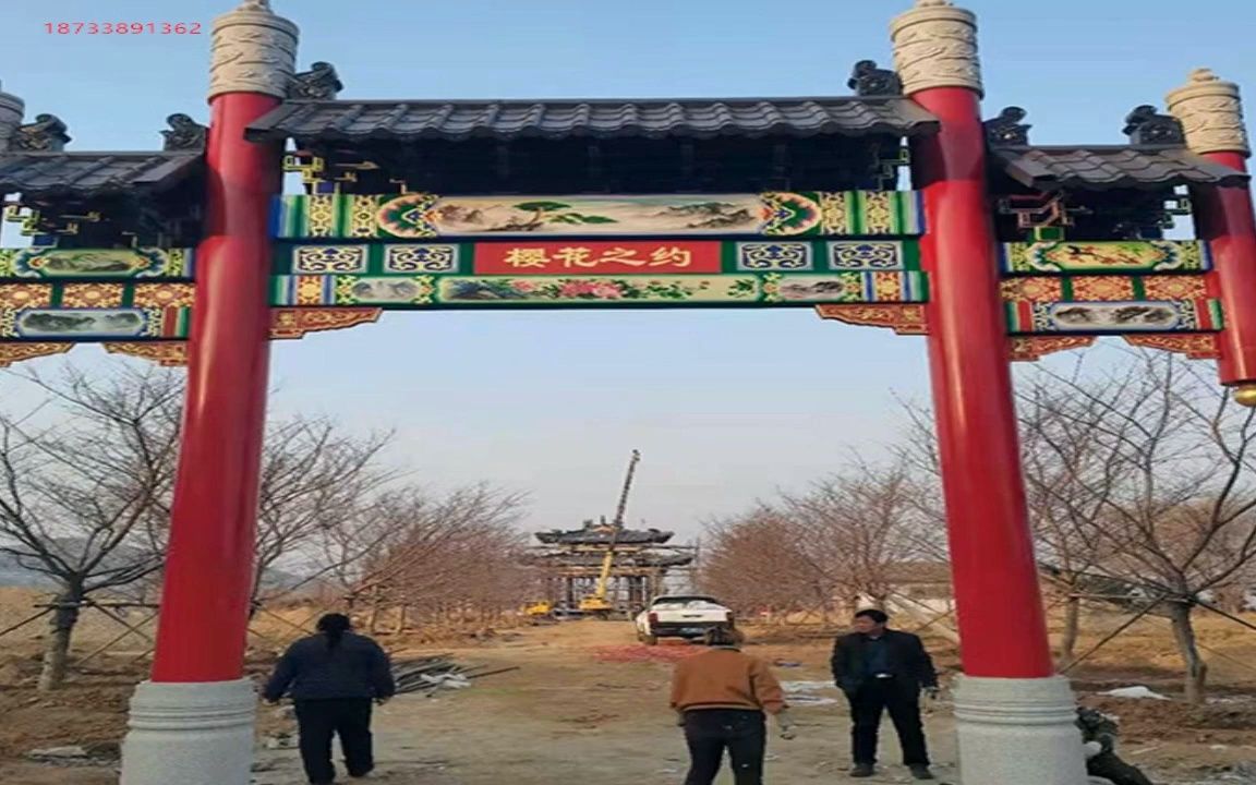 天水明清风格大门水泥彩绘牌楼彩绘牌楼