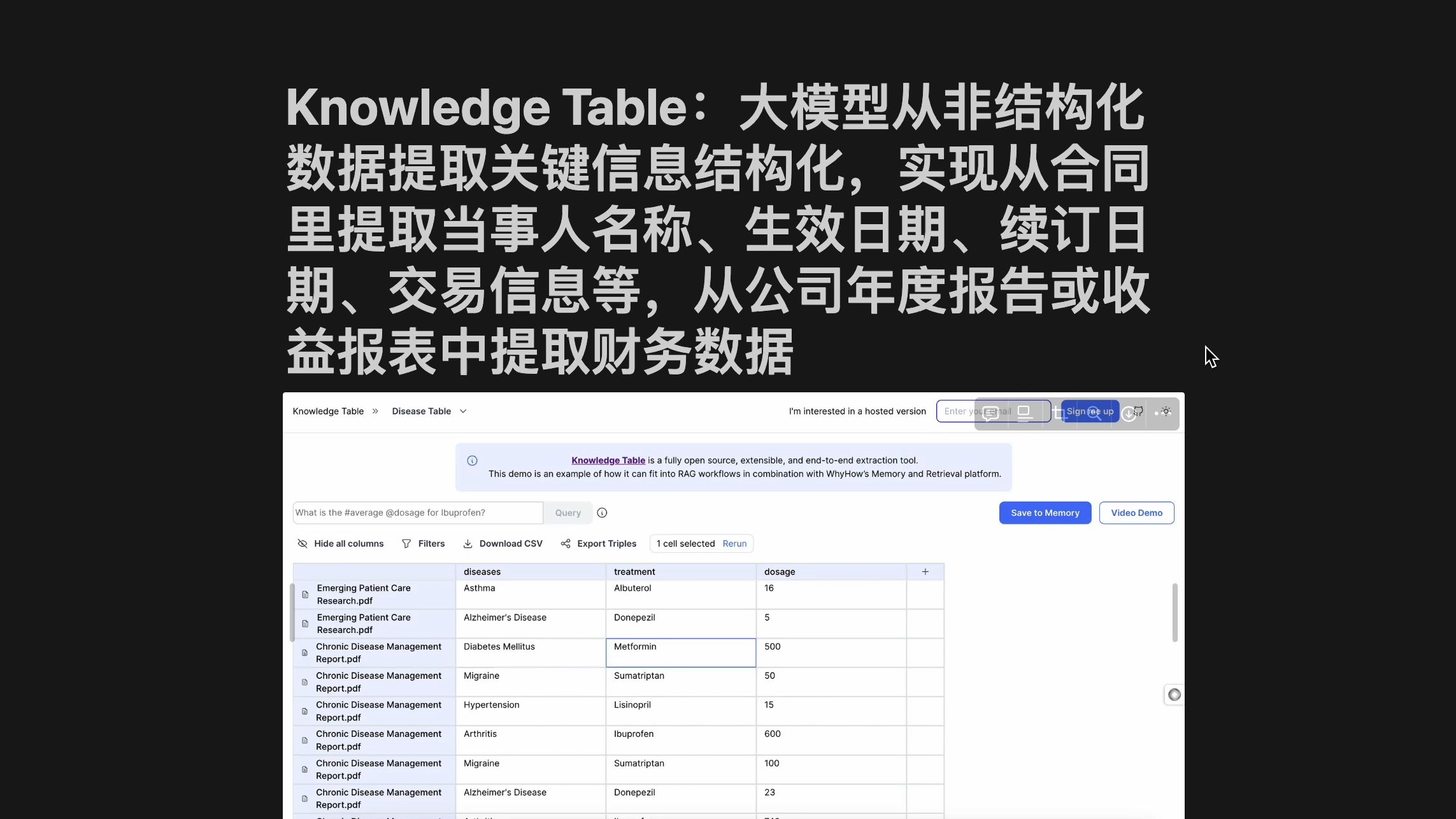 Knowledge Table:使用AI从非结构化数据提取关键信息结构化,实现从合同、公司年度报告或收益报表中提取关键信息入库结构化,非常有商用场景哔哩哔...