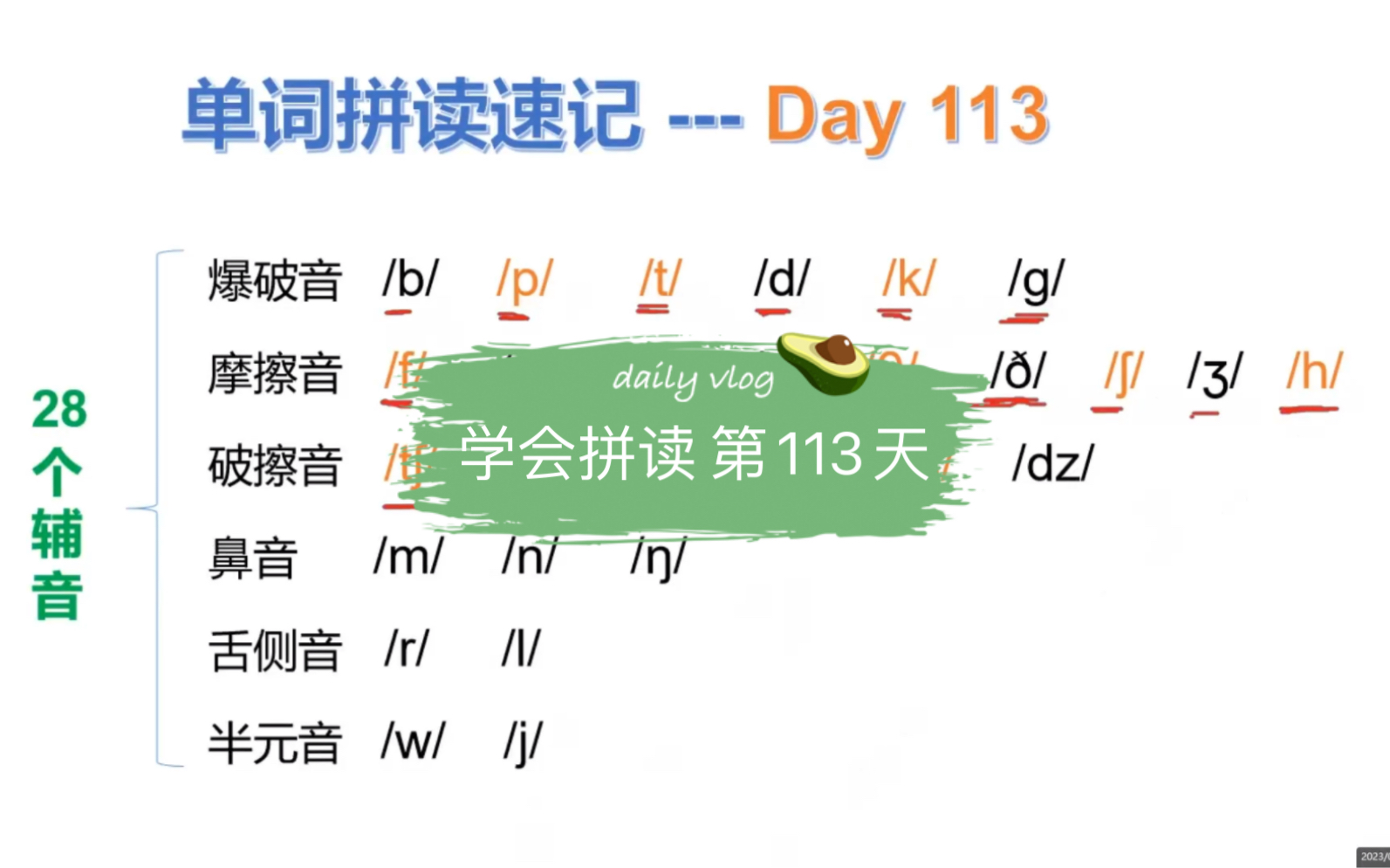 学会拼读 第113天 28个辅音音标的发音,在我这里学到的不只是音标,还有自然拼读的规则,学好拼读再结合音标,还会有解决不了的单词吗?赶紧一起来...