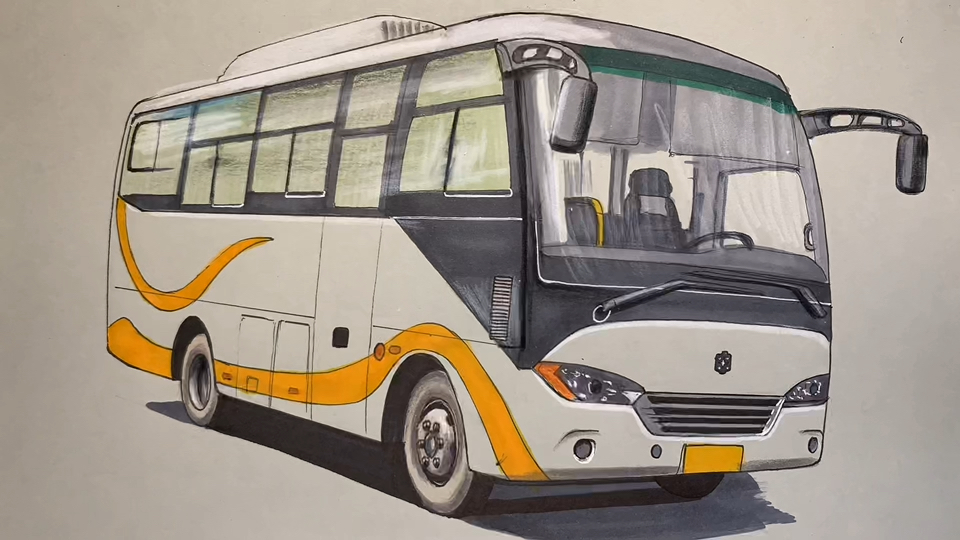 手绘城乡巴士