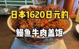 Download Video: 日本80块钱一碗的鳗鱼牛肉盖饭！吃的超饱，鳗鱼口感滑嫩让人欲罢不能！！