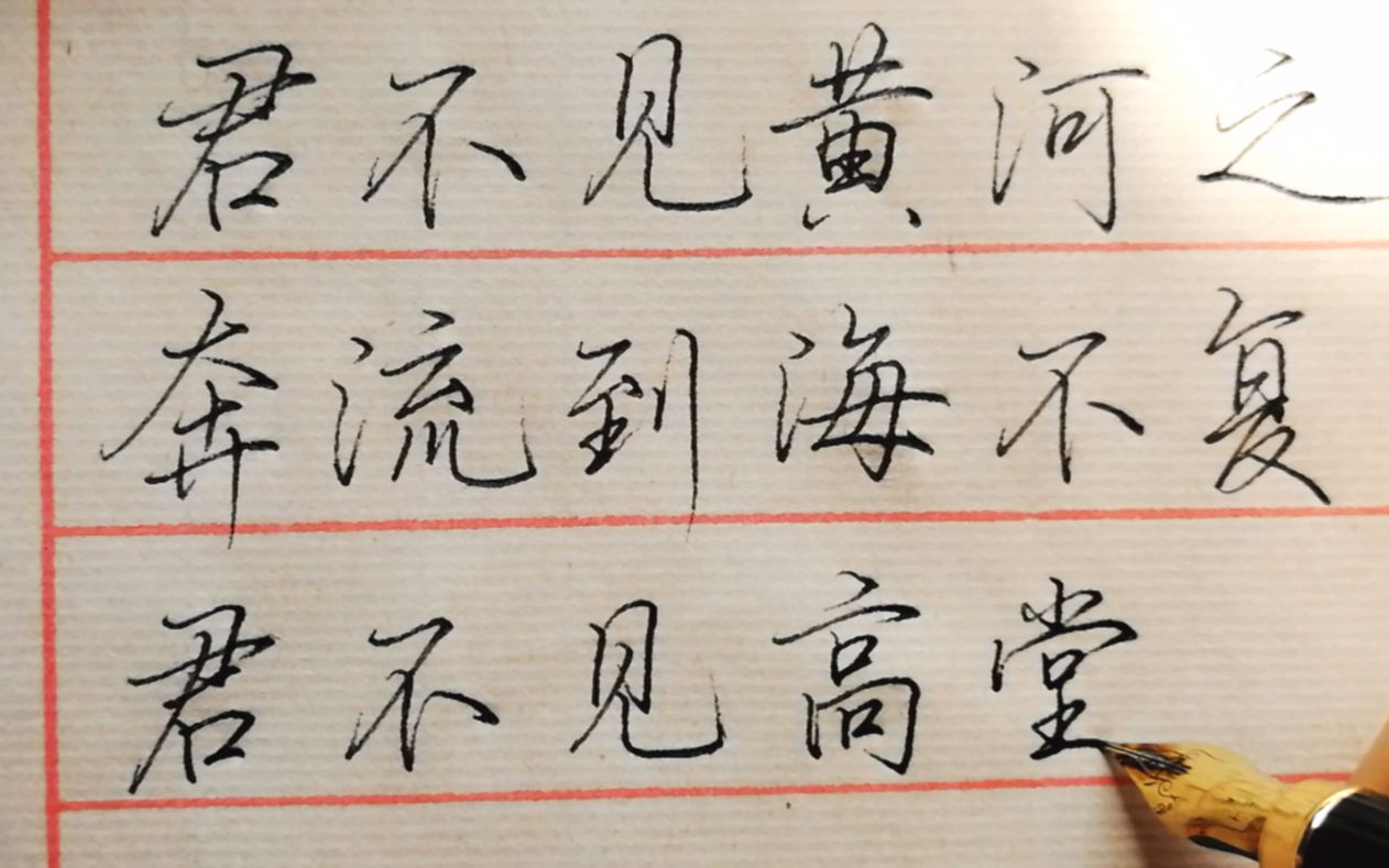 【手写】钢笔书写李白《将进酒》,天生我材必有用,千金散尽还复来