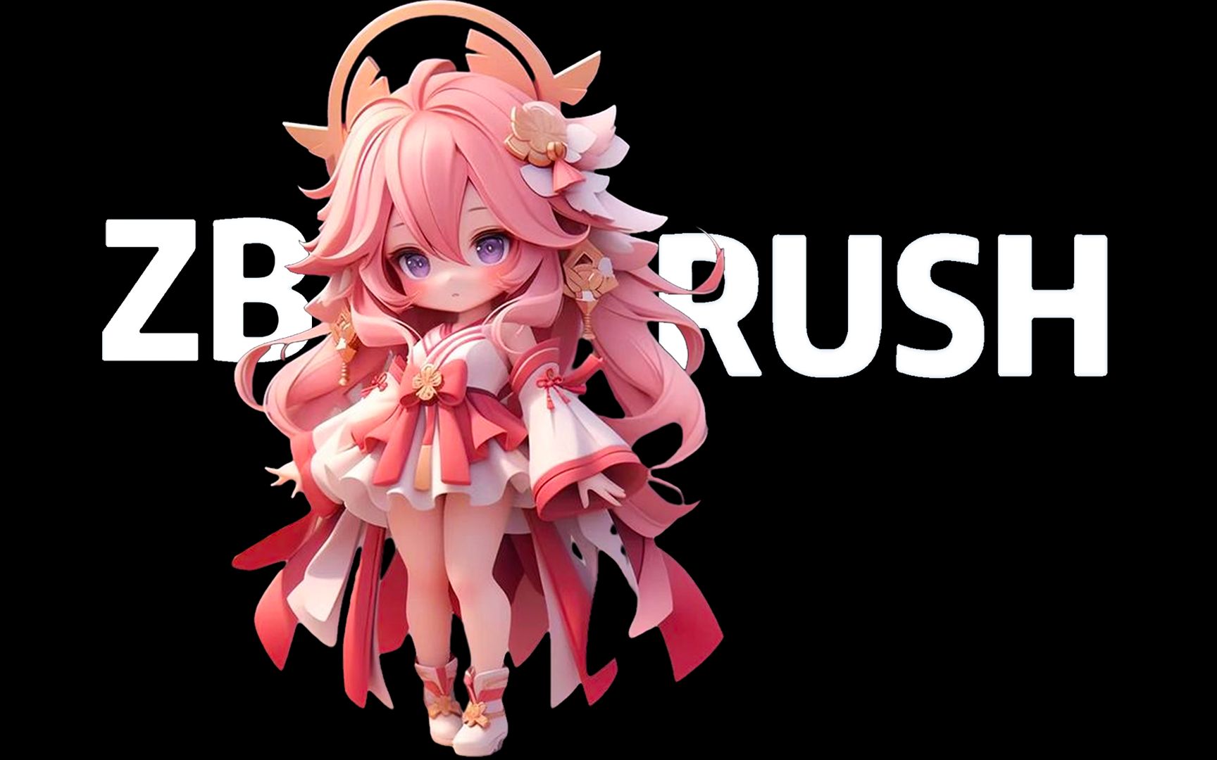 【zbrush手办雕刻】超级超级萌的q版八重神子手办模型制作,zbrush新手