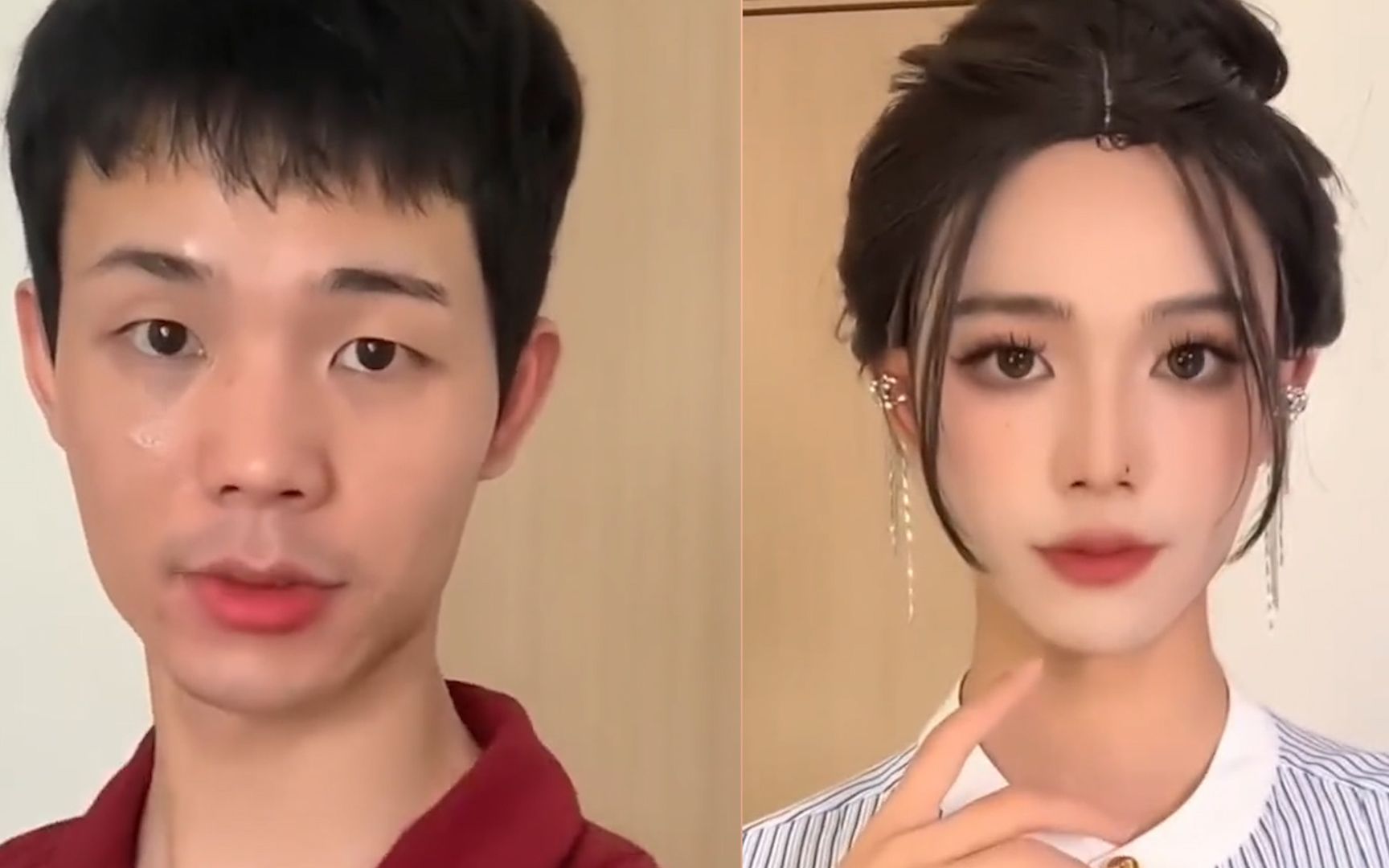 男生画上女妆后秒变大美女,柳叶眉大眼睛清纯又可爱,网友被美翻