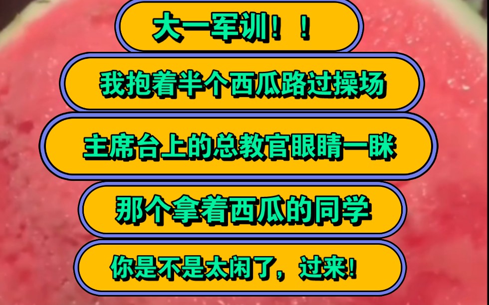 大一军训!我抱着半个西瓜路过路过操场,主席台上的总教官眼睛一眯,正在讲话的他话音一转#《夕夏温存》哔哩哔哩bilibili