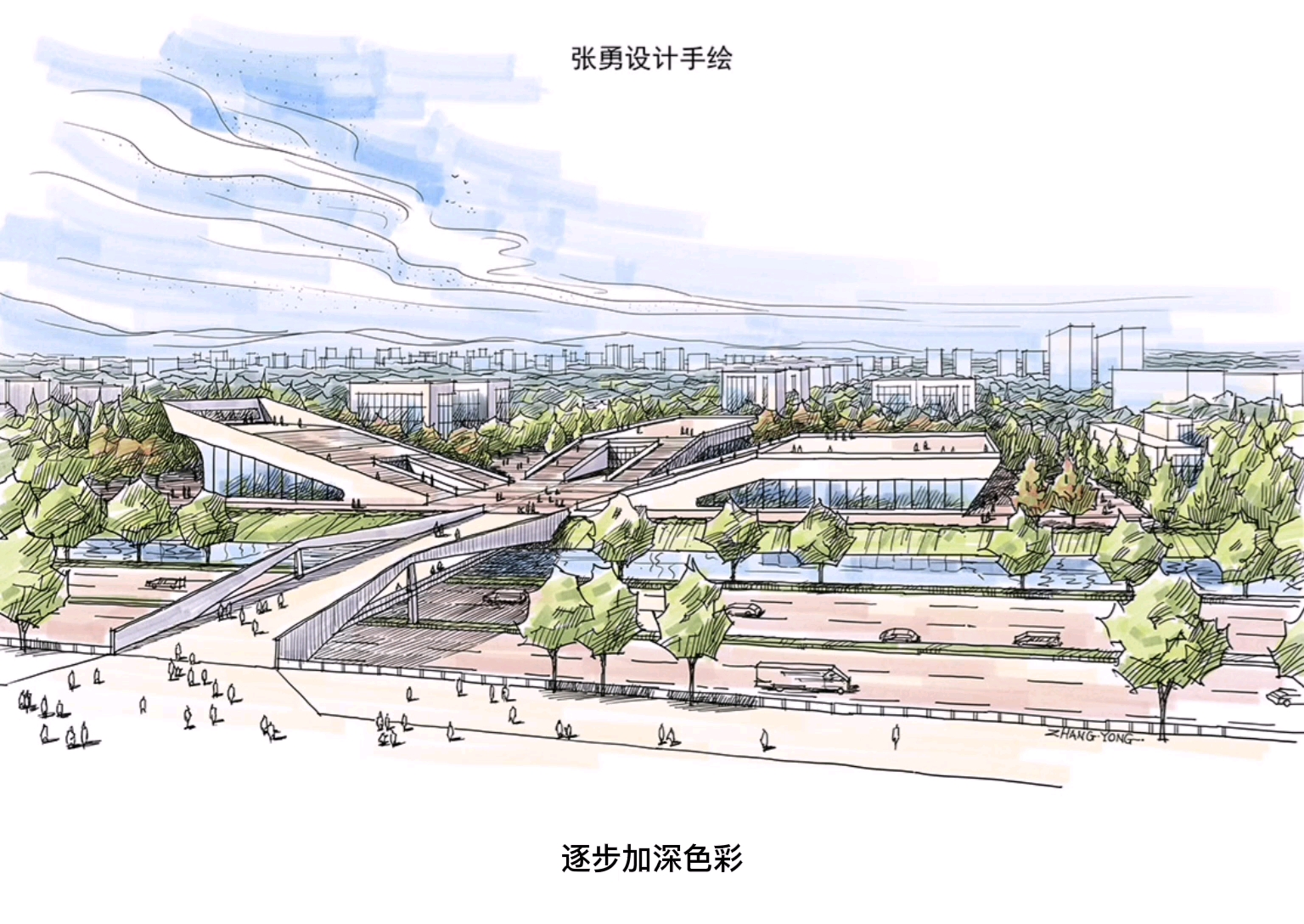 【建筑手绘】城市中的美景,市民活动中心设计,手绘教程_哔哩哔哩_bili