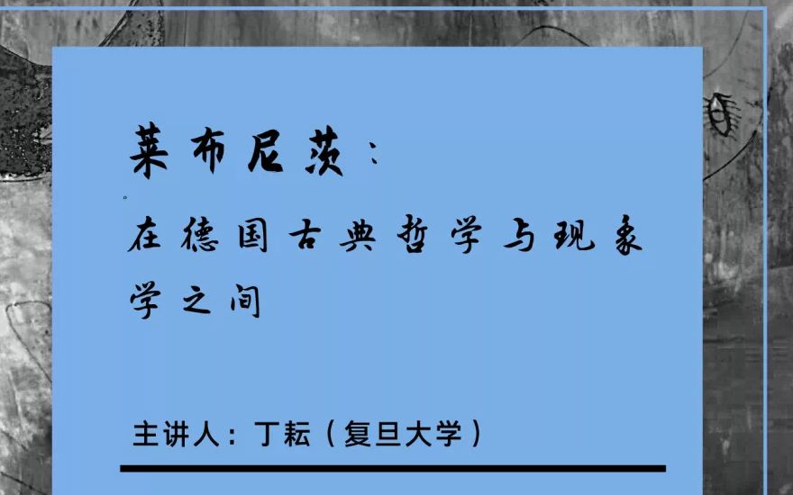 德国古典哲学与现象学系列讲座(十二)| 丁耘:莱布尼兹——在德国古典哲学与现象学之间哔哩哔哩bilibili