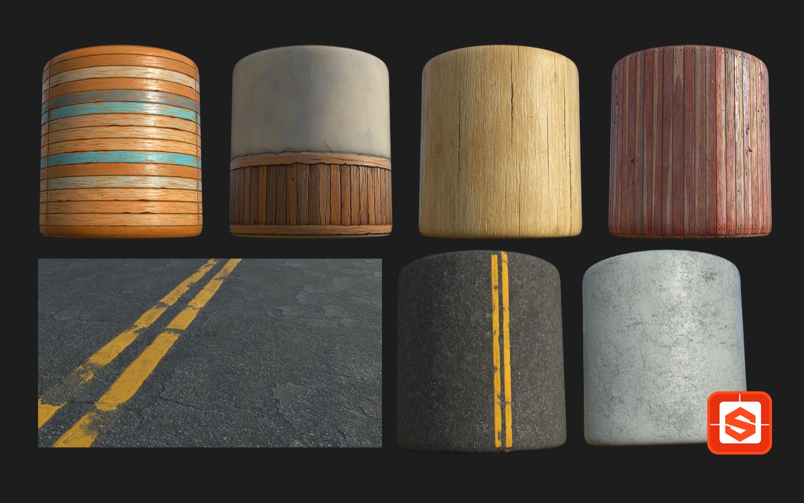 【Substance Designer】自己最近SD的写实道路路面材质生成,以及各种风格化和偏写实的木板板材的练习哔哩哔哩bilibili