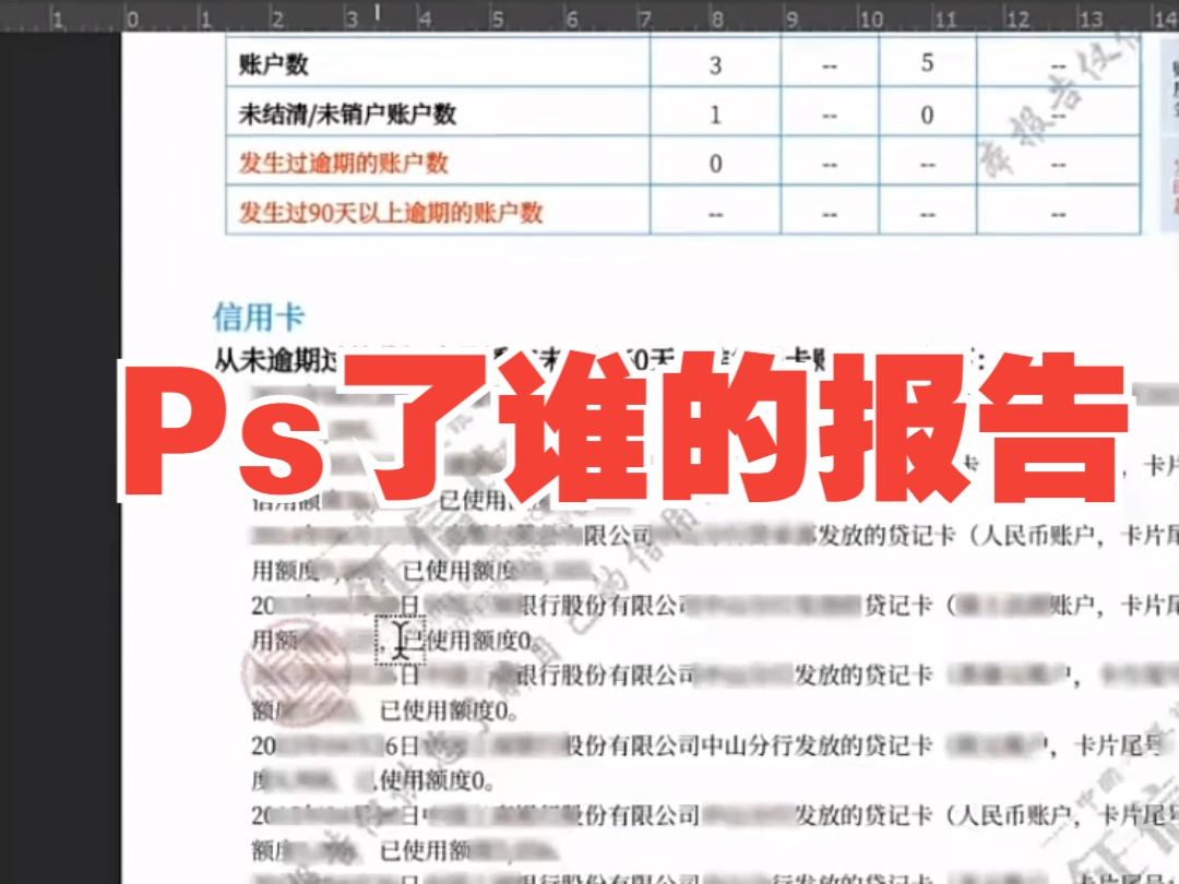 完美优化PS修改了简版PDF征信报告眼花了完美专业收工哔哩哔哩bilibili