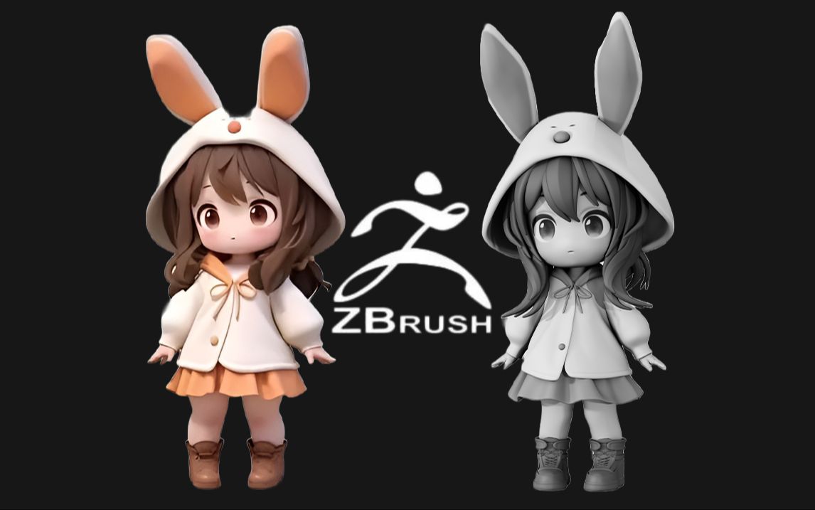 【zbrush人物雕刻】从零开始制作超可爱的小兔子娃娃手办模型,适合小白入门的建模案例哔哩哔哩bilibili