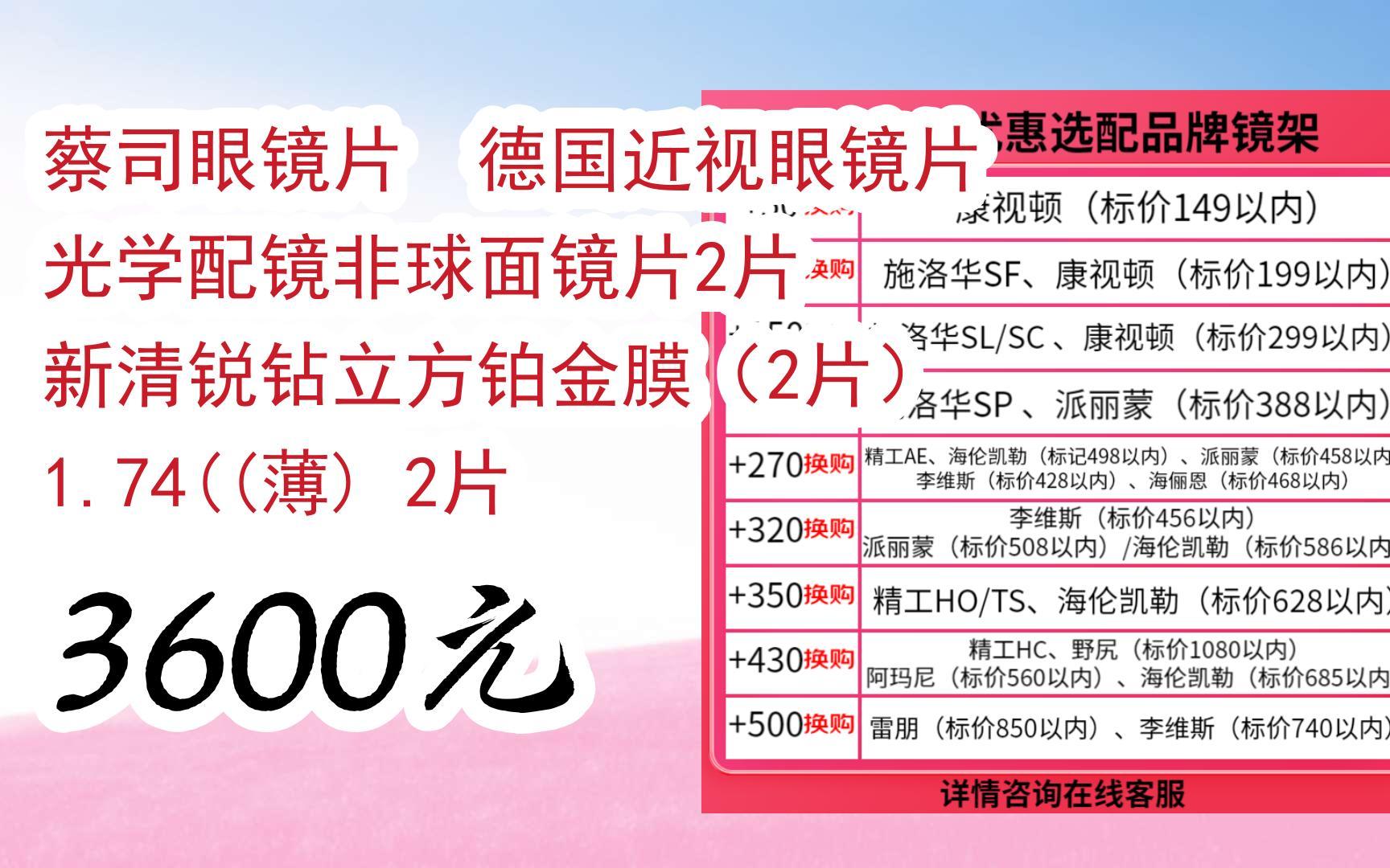 【雙11攻略】蔡司眼鏡片 德國近視眼鏡片 光學配鏡非球面鏡片2片 新清