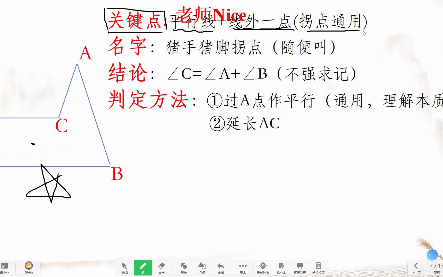 [图]七年级数学：拐点模型三猪脚形