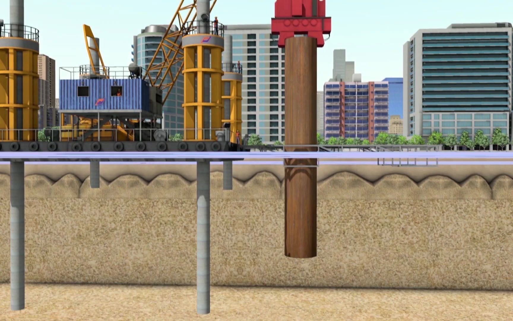 双壁钢围堰施工动画图片