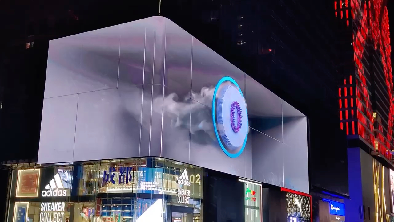 户外广告l型屏3d裸眼效果