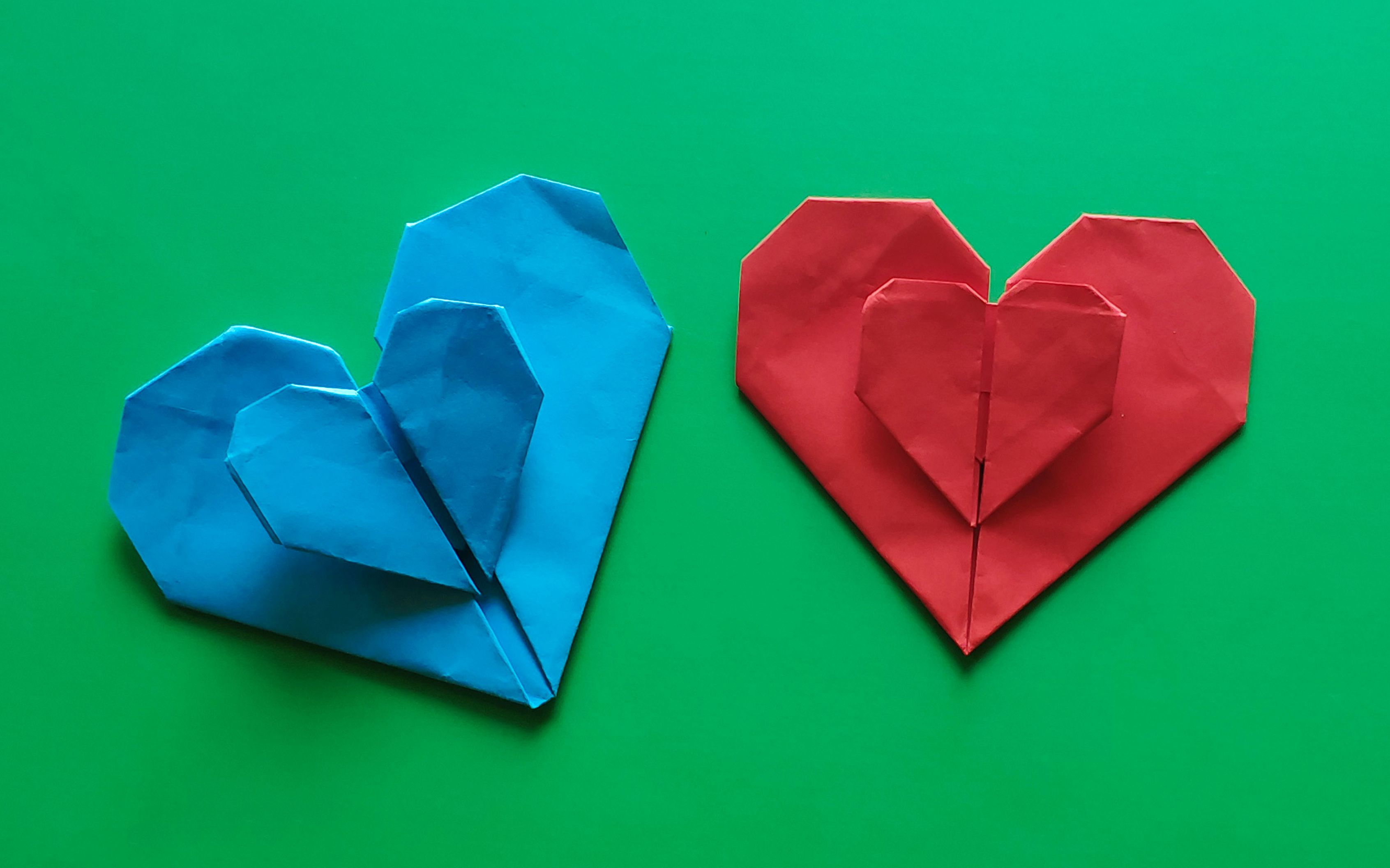 【手工折纸】怎么样制作双爱心创意折纸