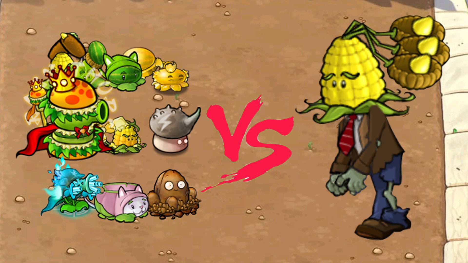 pvz hybrid - 10个植物 vs 50个三线玉米投手僵尸 - 谁会赢?