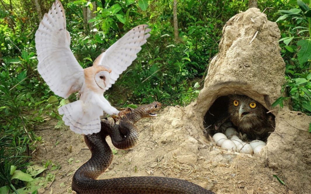 蛇鹫大战眼镜王蛇图片