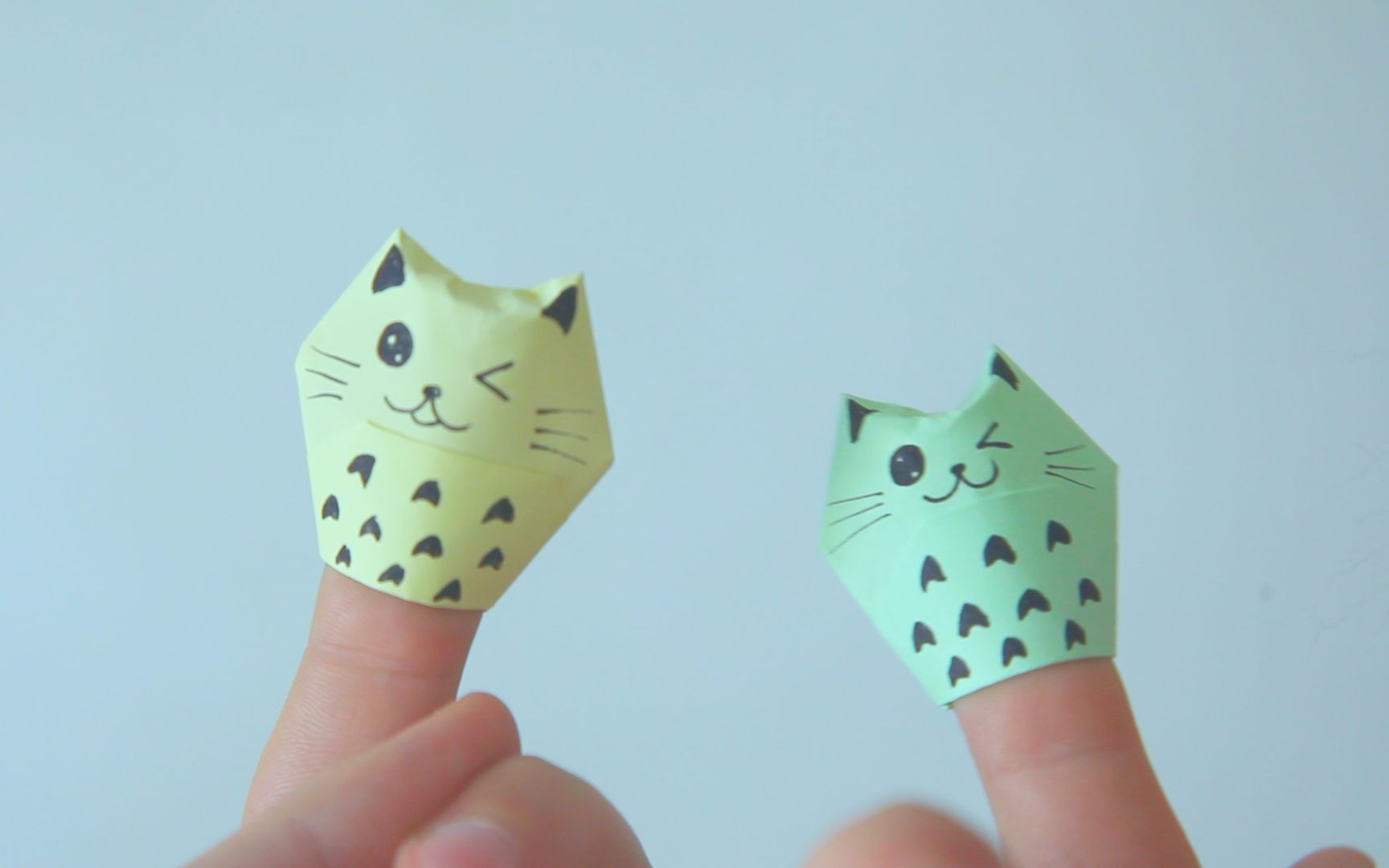趣味折纸玩具,用1张纸折萌萌的猫咪手偶,简单易学又好玩