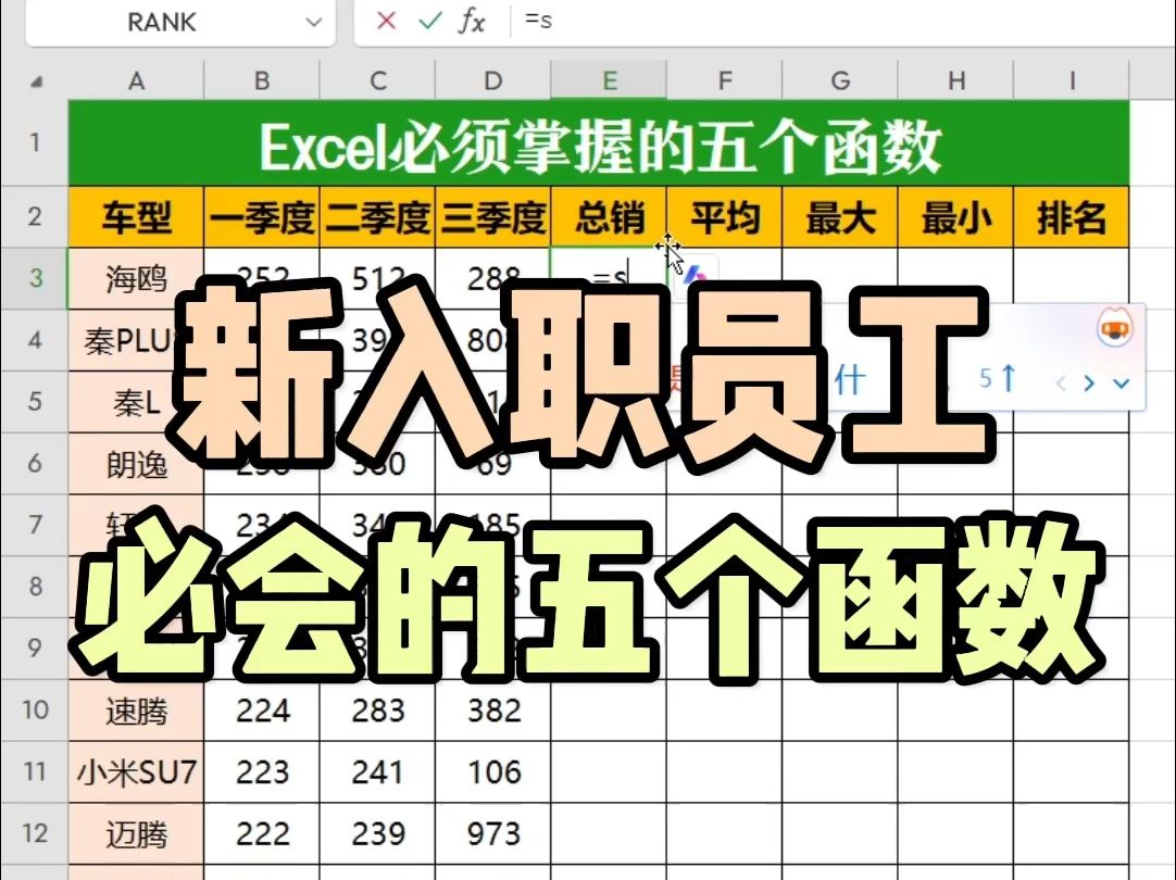 新入职员工必须掌握的五个Excel函数哔哩哔哩bilibili