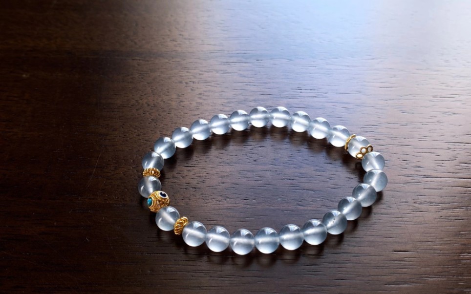【翡翠】翡翠白冰玻璃种手串,颗颗完美,上手更好看!