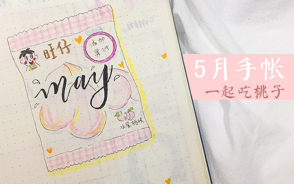 FD的治愈手绘手帐 | 5月Bullet Journal  封面是水蜜桃味qq糖 // 甜甜甜粉粉粉主题哔哩哔哩bilibili