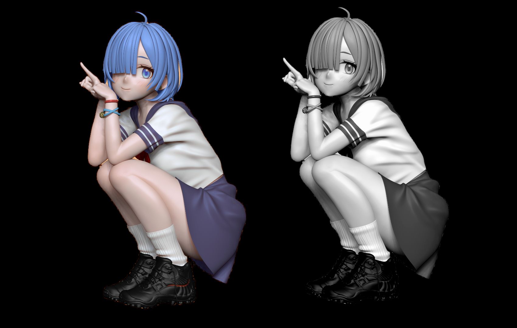 2小时建模一个价值998的手办外包(雷姆手办),zb手办模型雕刻教! !