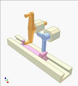 机构动画——带肘杆的滑块曲柄机构