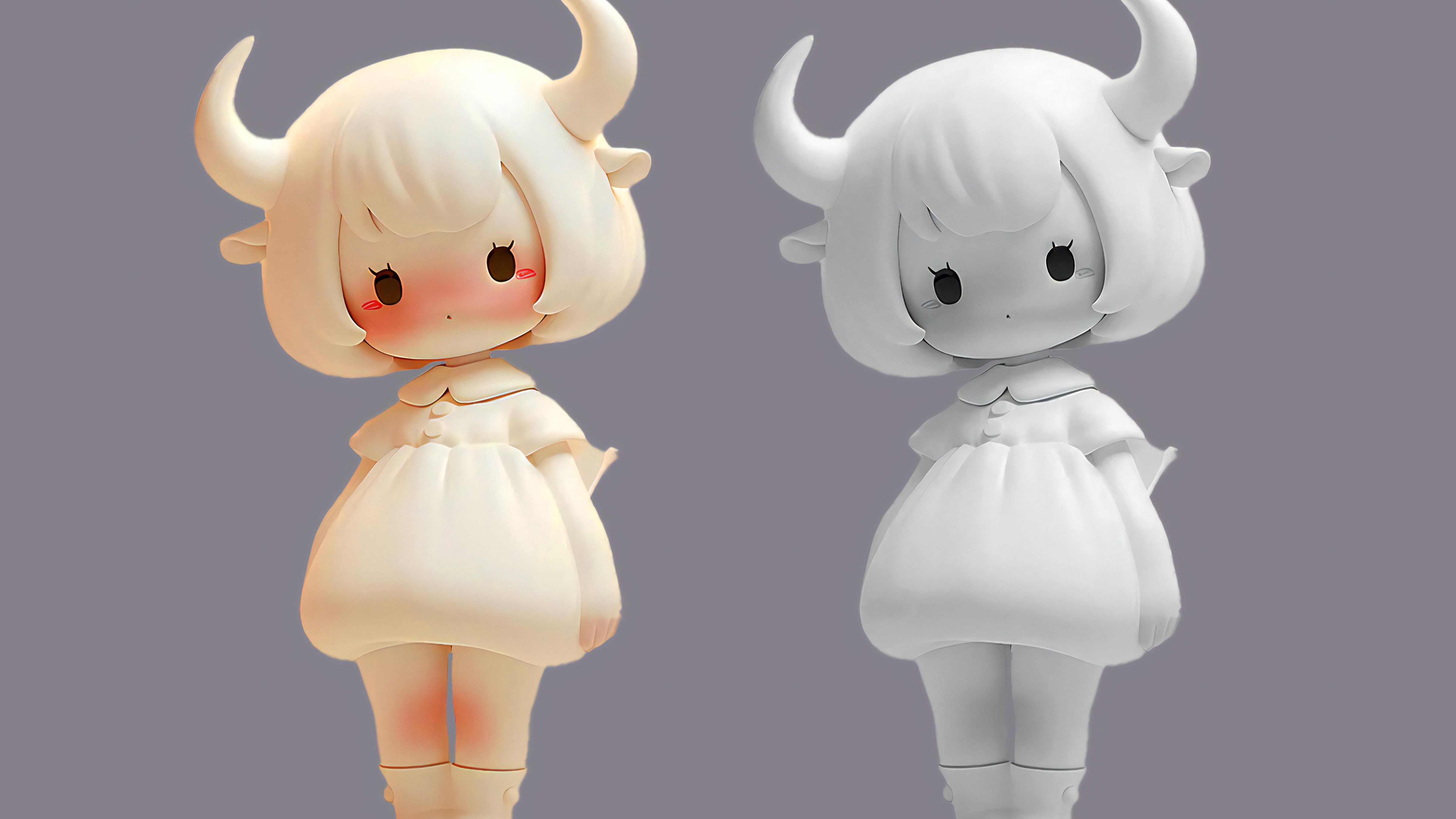 【zbrush雕刻】简单q版小羊女孩手办,萌新也能上手的手办案例