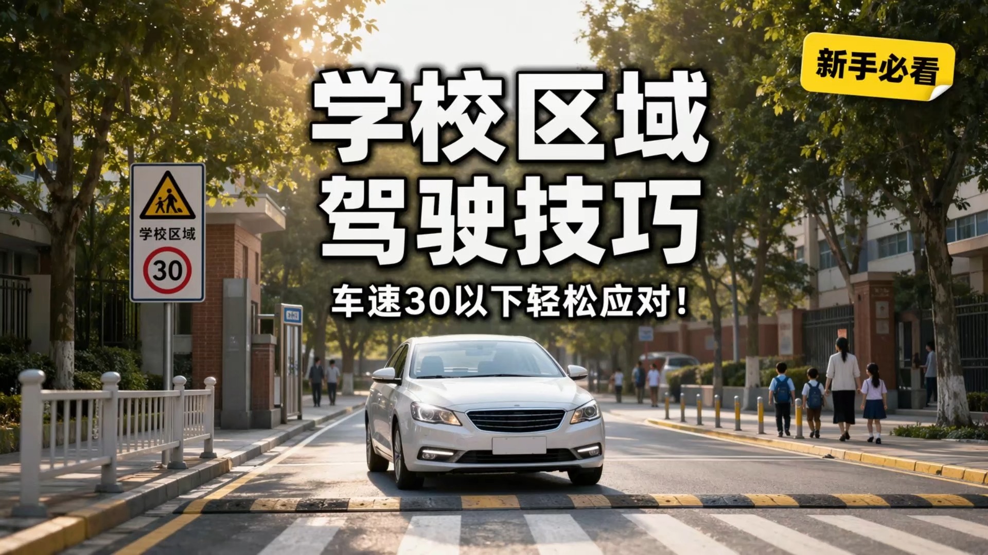 科目三学校区域驾驶技巧，车速30以下轻松应对！