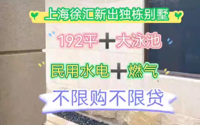 上海徐汇新出192平带泳池独栋别墅不限购!!192平带泳池的独栋别墅不限购不限贷 民水民电通燃气哟!数量不多,先到先得哔哩哔哩bilibili