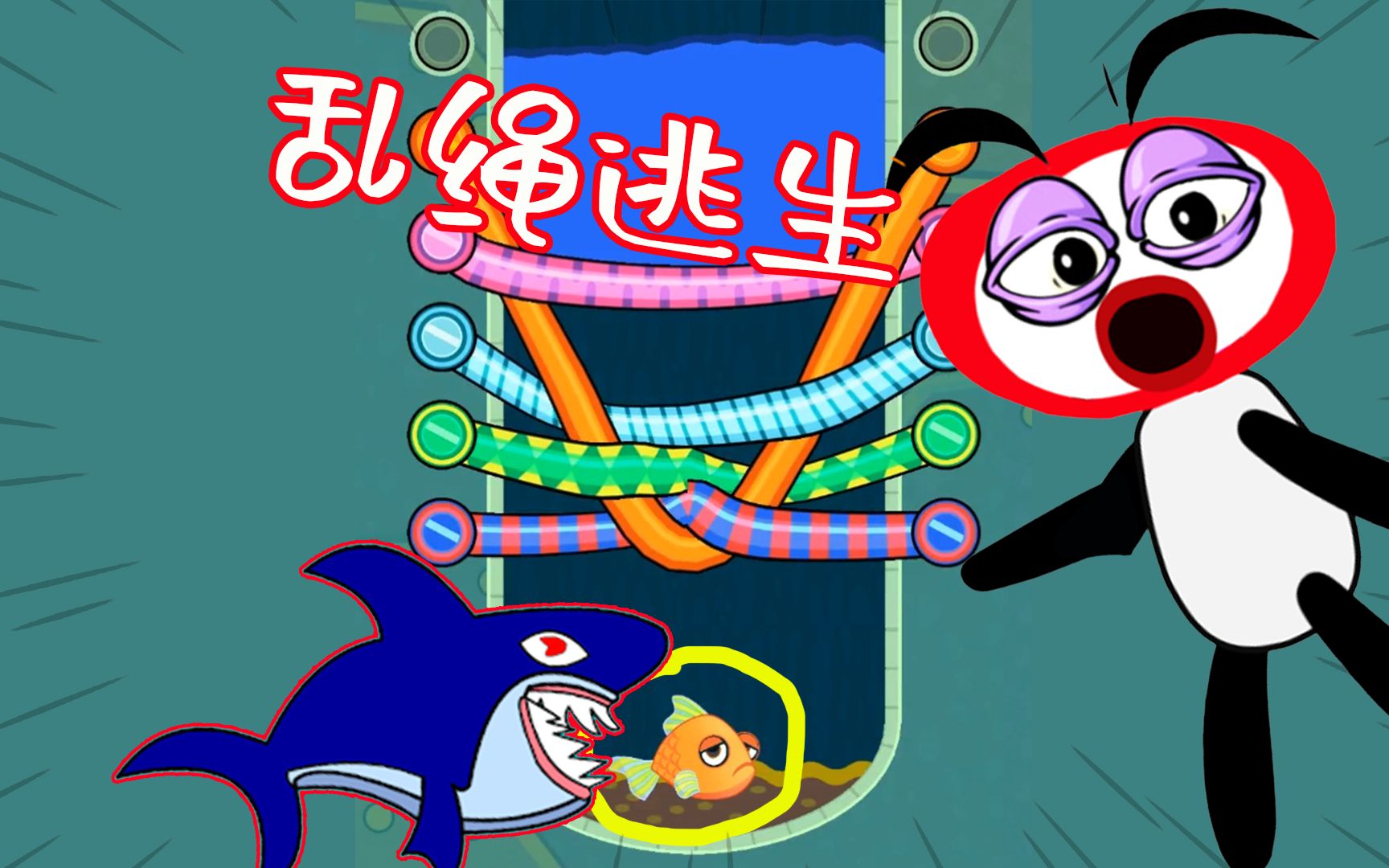 救救小金鱼:小金鱼陷入险境,还好小西哥哥把他救了出来