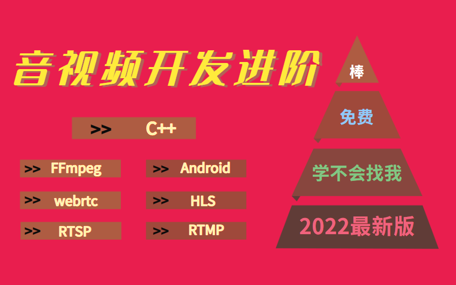 【音视频开发】2022年最新超全音视频开发教程分享/FFmpeg/webrtc/RTSP/RTMP/HLS/Android/C++哔哩哔哩bilibili