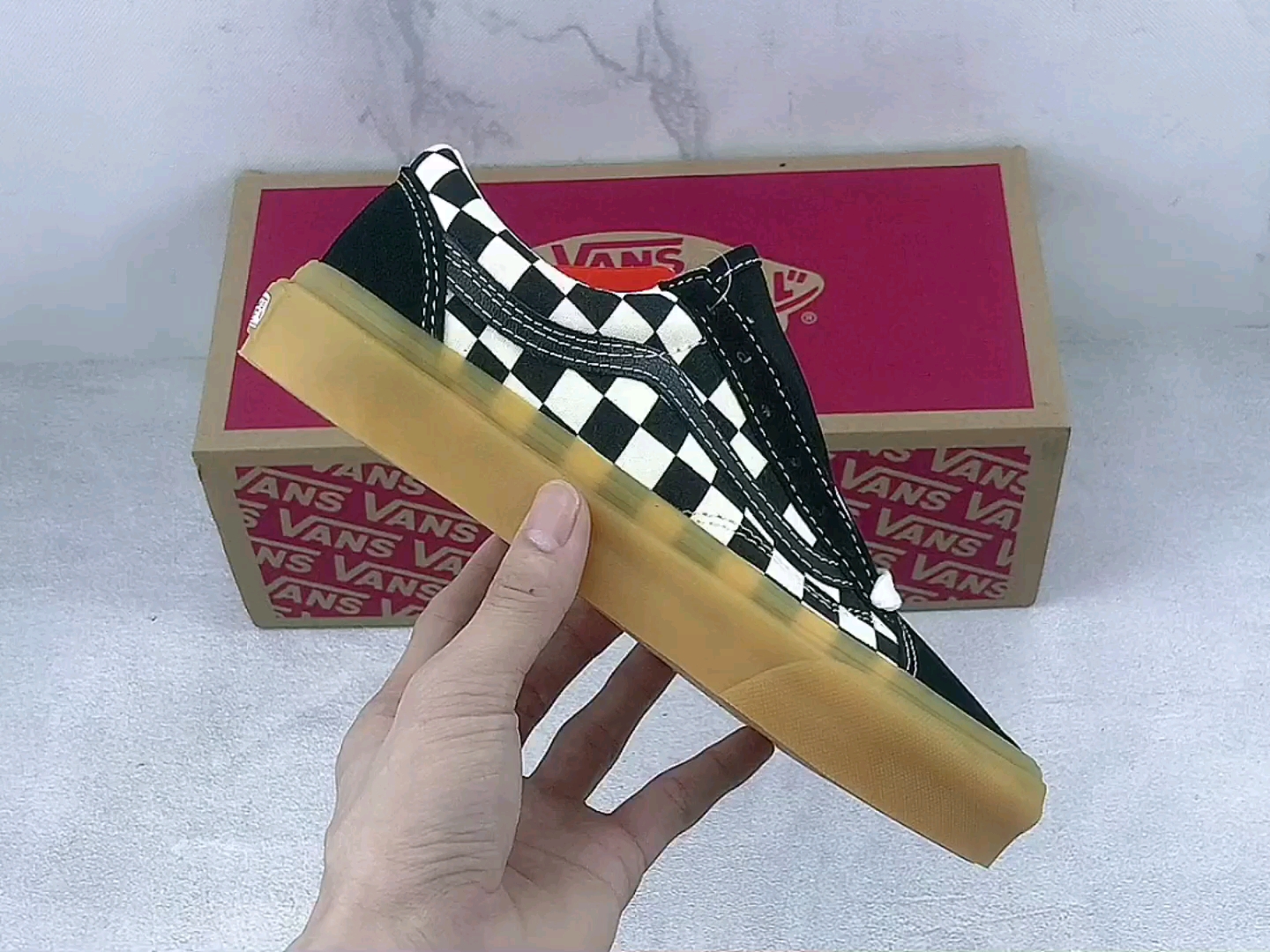 大山制造vansstyle36经典黑白棋盘格牛津焦糖底生胶底系列vansstyle36