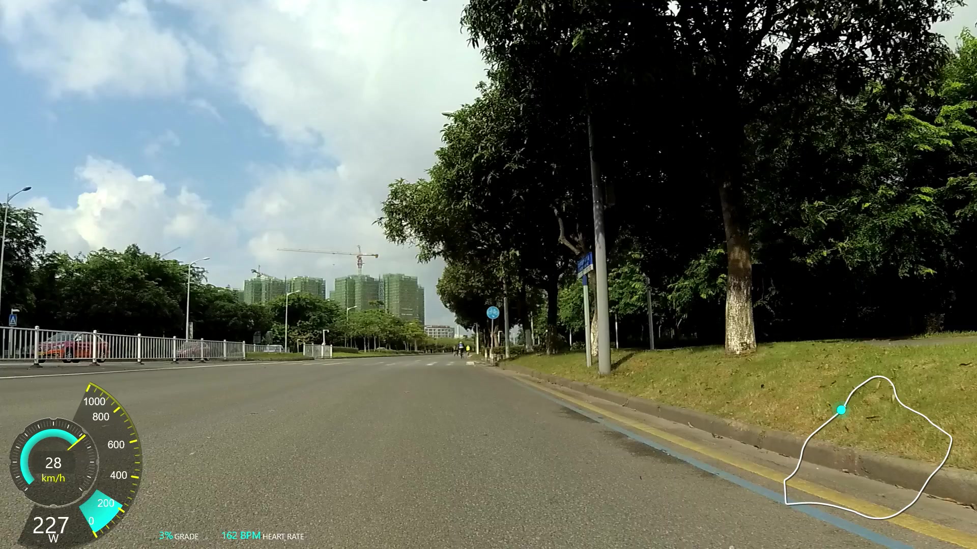 公路车骑行广州大学城外环20减速带警告