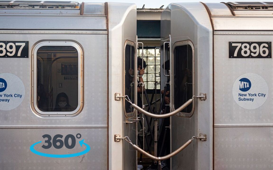 【360°全景视频】纽约地铁车厢连接处