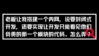 老板让我搭建一个内网，说要封闭式开发，还要实现让开发只能看见他们负责的那一个模块的代码。怎么弄？