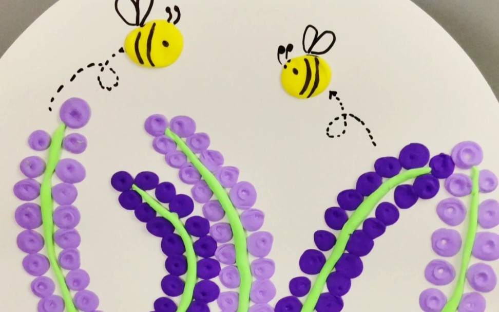 春天到了,用超轻粘土做一幅薰衣草,幼儿园宝宝也能单独完成哦!