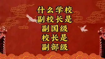 Download Video: 什么学校的副校长是副国级，校长是副部级