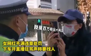 Download Video: 女网红不满违章处罚，下车开直播狂骂声称要找人，结果一听拘留傻眼了