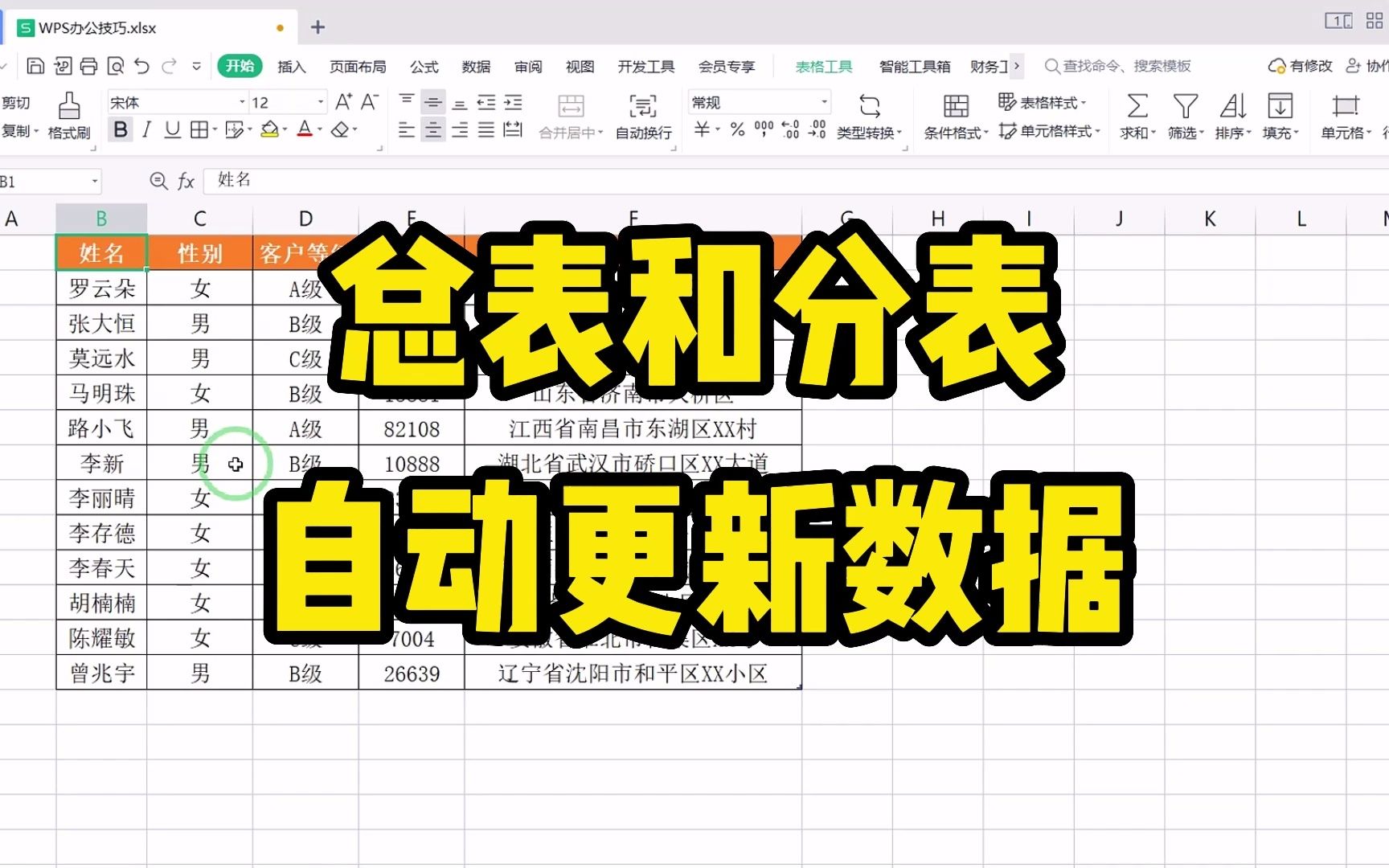 只需在总表中输入数据,就会自动将数据同步到分表中,怎么实现呢哔哩哔哩bilibili