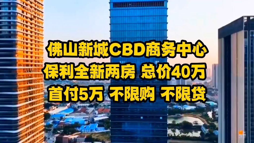 佛山新城CBD商务中心,保利全新两房,总价40万,首付5万,不限购,不限贷!哔哩哔哩bilibili