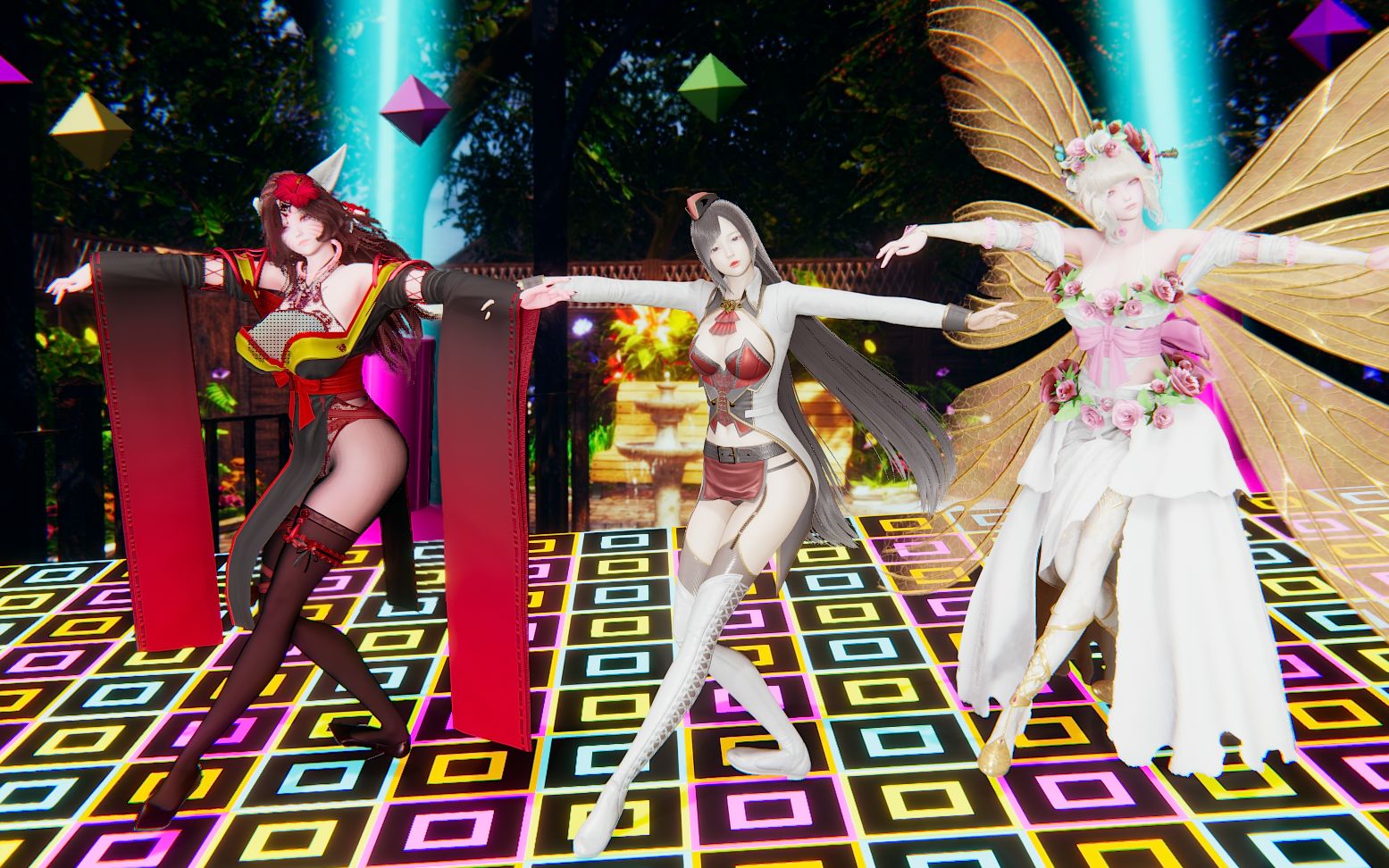 活动作品honeyselect2mmd牵丝戏三人齐跳