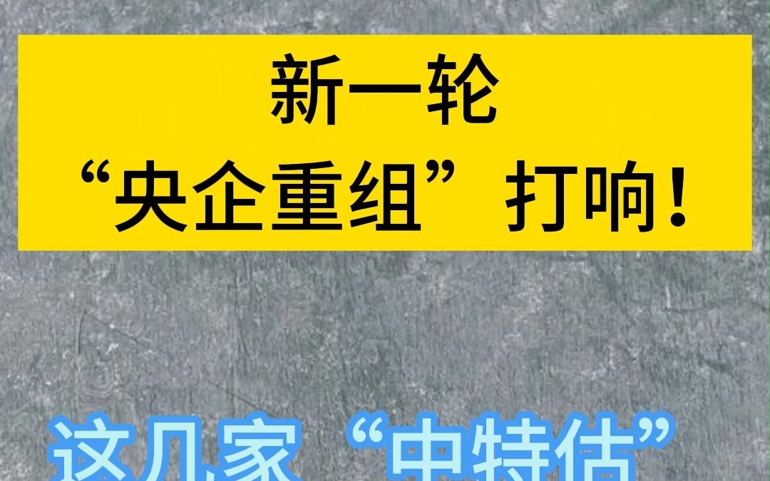 新一轮“央企重组”打响!这几家“中特估”央企,未来或将比肩昔日“南北车”?哔哩哔哩bilibili