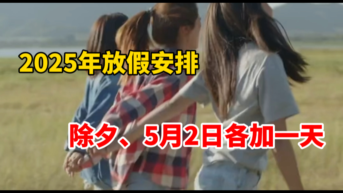 增加两天!2025年放假安排来了!除夕、5月2日各加1天哔哩哔哩bilibili