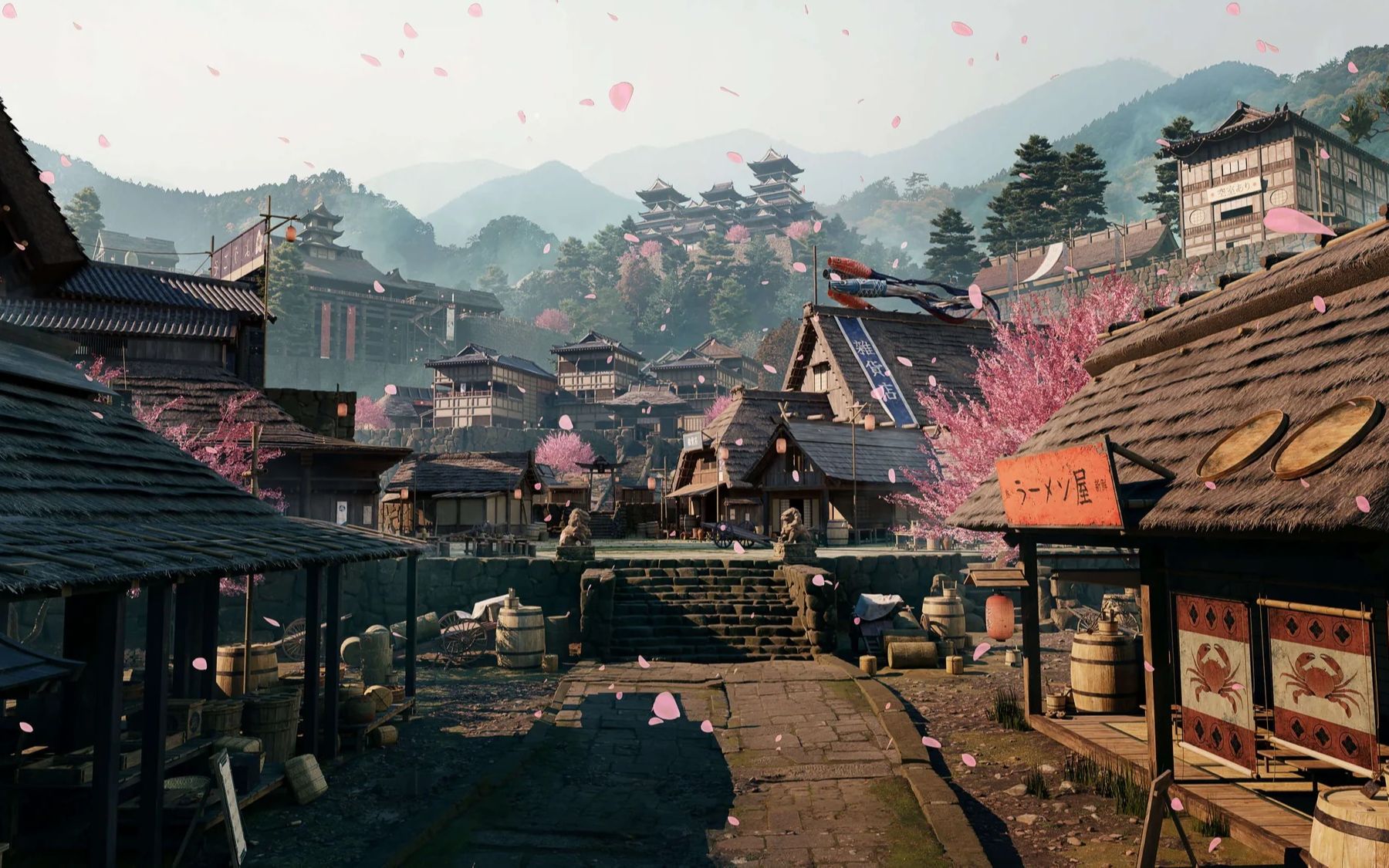 3d模型-日本幕府时代古建筑模型日式建筑模型-kitbash3d-shogun