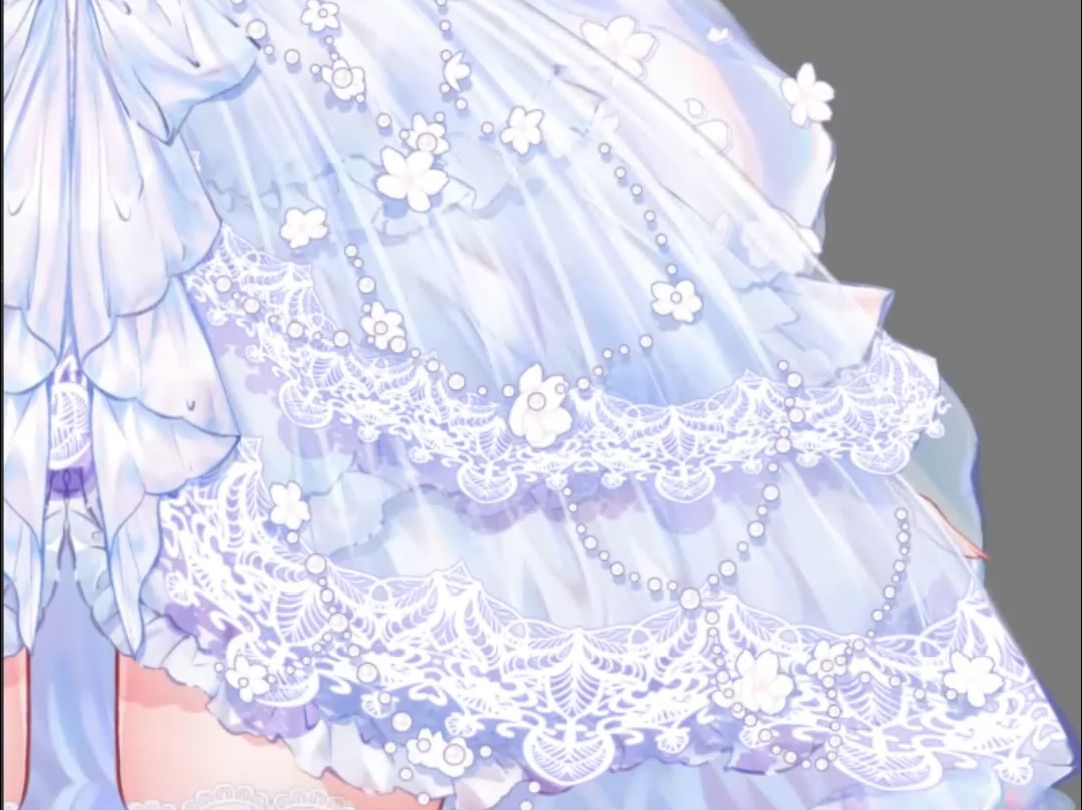 【live2d工作记录】双层纱裙摆 蓬蓬袖 大拖尾