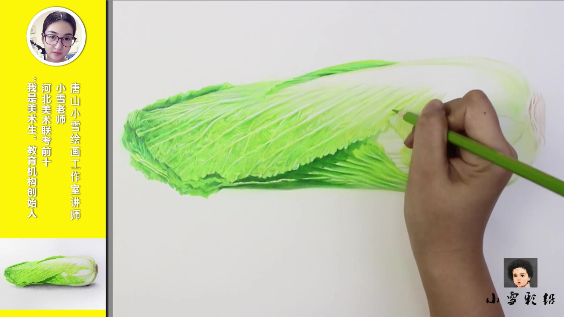 小雪超写实彩铅作品示范全过程