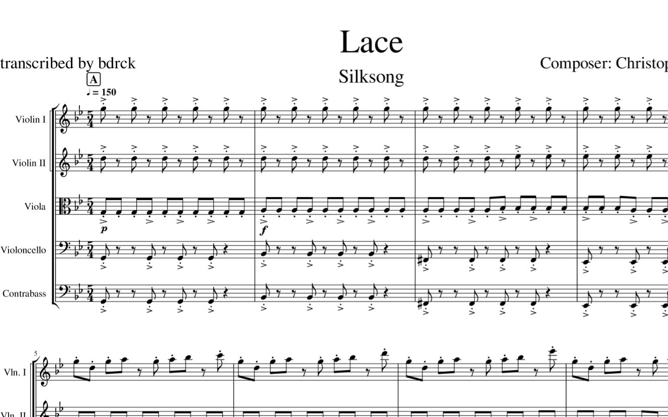 [图]【弦乐总谱】Lace - SilkSong