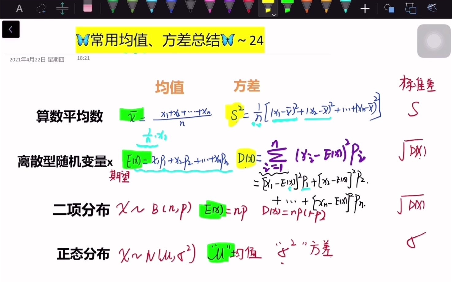 高中数学知识技巧总结24均值方差公式大总结哔哩哔哩bilibili